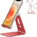 OMOTON Adjustable Cell Phone Stand, C2 Aluminum Desktop Phone Holder Dock Compatible with iPhone 15 14 13 Xs XR 8 Plus 7 6, Samsung Galaxy, Google Pixel, Android Phones, Red