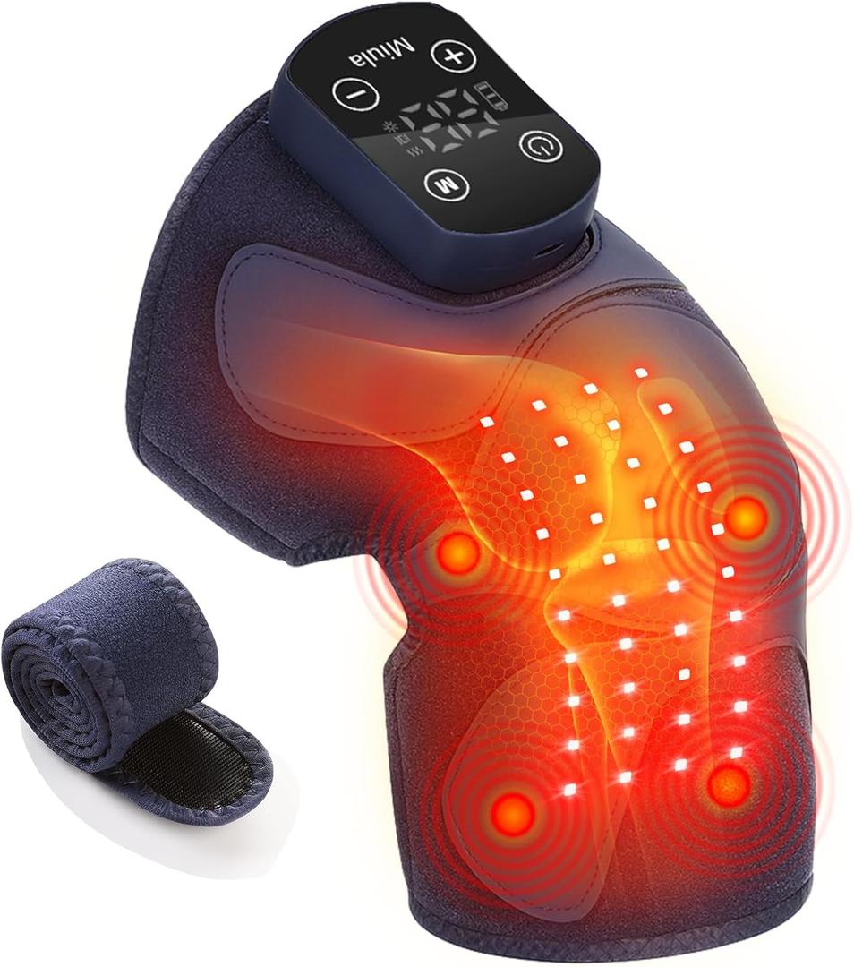 Red Light Therapy & Vibration Massage Knee Brace: Wireless Rechargeable, with 660nm&850nm Light & Heating Function  Relief for Knee, Joint, Elbow & Shoulder Pain, Promotes Faster Recovery