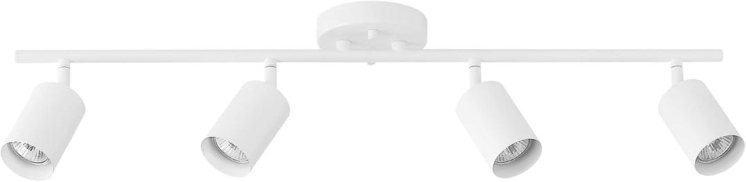 Globe Electric 57011 4-Light Track Lighting, Matte White Finish, Adjustable Cylindrical Heads, GU10 Base, Dimmable, Modern Low-Profile Design