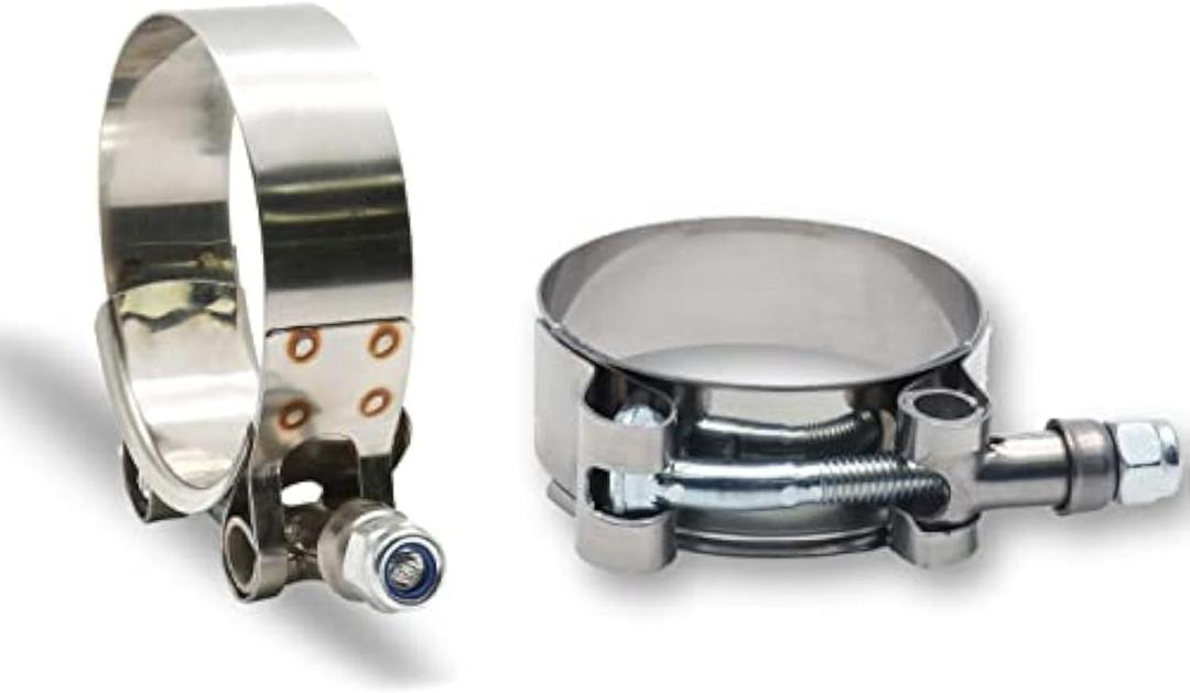 2Pcs 1 1/2 Inch T-Bolt Hose Clamps for Range 43-49mm, Stainless Steel T Clamp Adjustable Turbo Clamps Intercooler Hose Clamp for 1.5" ID
