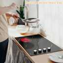 24 Inch Electric Cooktop Hobsir 4 Burners Built-in Radiant Electric Stove, 9 Heating Level, Residual Heat Indicator, Over-Temperature Protection, 220V-240V Hard Wire (No Plug), Knob 4-Zones 24inch 220v