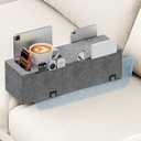 Sofa Armrest Couch Caddy with Cup Holder, Removable Couch Armrest Table Pillow Caddy Drink Holder Tray Insert Between Cushions, Sofa Accessory Storage for Remote,Glasses, Phone, iPad and Magazines