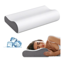 Cervical Neck Pillow for Pain Relief, Contour Memory Foam Pillows for Sleeping, Odorless Ergonomic Pillow Adjustable Orthopedic Cooling Pillow Bed Pillow Neck Support for Side Back Stomach Sleepers