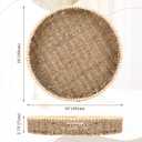 Round Wicker Tray 16'' Large Seagrass Tray Decor with Wooden Beads and Handles, Woven Dining Room Decor for Kitchen Counter, Living Room, Bedroom (Seagrass)