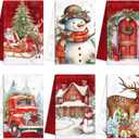 Honoson 6 Pack Christmas Kitchen Towels Snowman Xmas Trees Santa Dish Towels Hand Towel Ultra Absorbent Drying Winter Holiday Dishes for Home Kitchen Decoration Cleaning(Snowman)