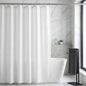 Waterproof Fabric Shower Curtain Liner, TPU Coated, PEVA-Free & Odorless, Hotel Quality, 3 Magnets, Rust-Proof Metal Grommets, Machine Washable, White, 72x72 Inch