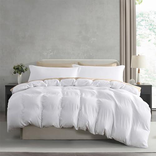Nestl White Duvet Cover Queen Size - Soft Prewashed Queen Duvet Cover, 1 Piece, with Zipper Closure, 1 Duvet Cover 90x90 inches