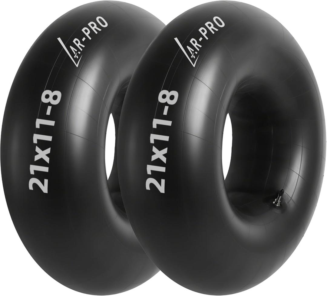 AR-PRO 22x11-8, 21x11-8 Inner Tubes for ATV, Lawn Tractor, Garden Trailer, Golf Cart, Snow Blowers, and More - with TR6 Straight Metal Valve Stems - Made from Durable Butyl Rubber (2-Pack)