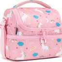 FlowFly Kids Double Decker Cooler Insulated Lunch Bag Large Tote for Boys, Girls, Men, Women, With Adjustable Strap, Unicorn