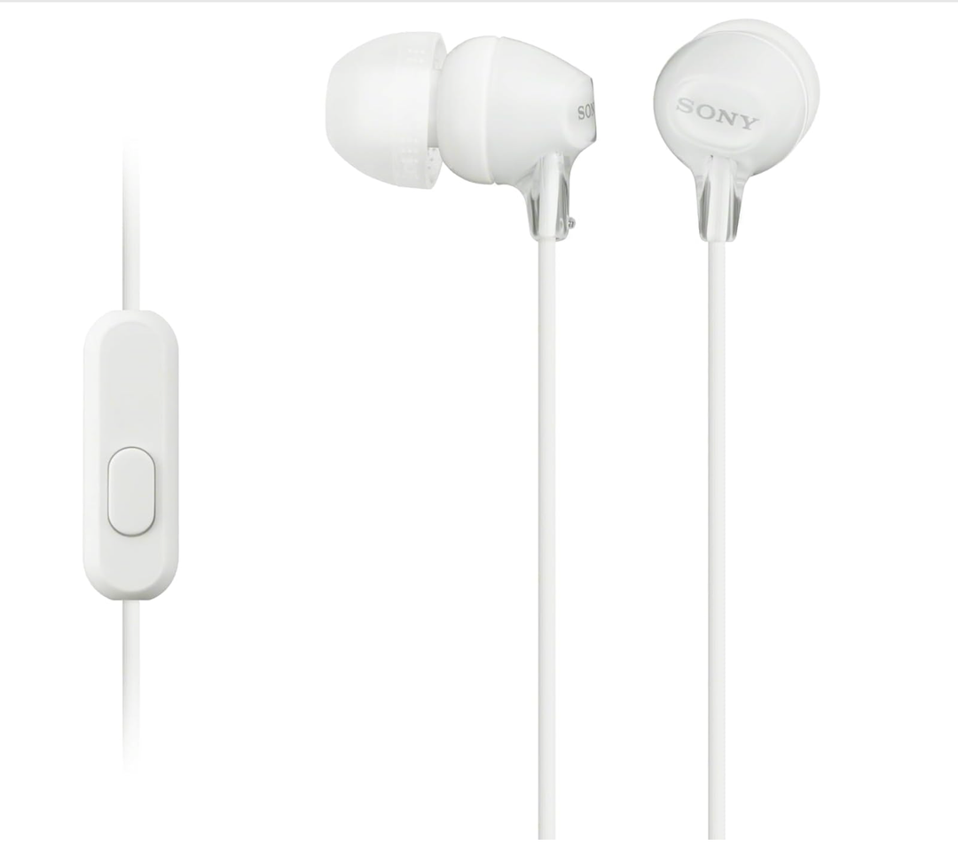 Sony MDREX15AP in-Ear Earbud Headphones with Mic, White