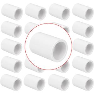 20 Pack 1/2" PVC Pipe Coupling Adapter Pipe Fitting Connector (Socket x Socket), Furniture Build Grade SCH40 1/2 Inch PVC Pipe Slip Socket Connectors for Home or Industrial Use, White
