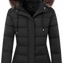 Women's Winter Coat Waterproof Long Puffer Jacket with Detachable Hood (2X-Large, Black)