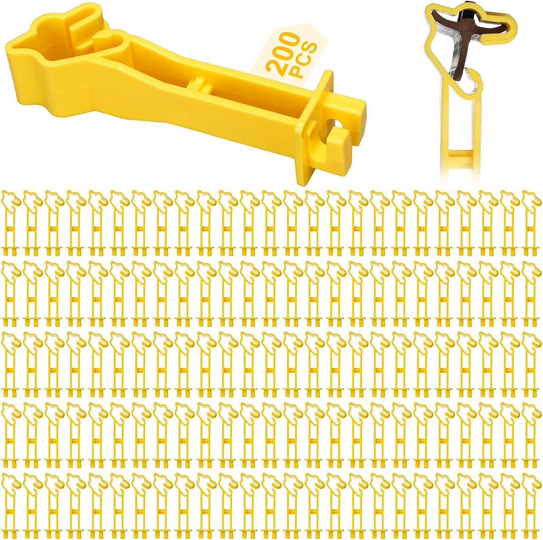 Outus 200pcs Reversed Extender Electric Fence TPost Insulators Snap, Yellow