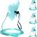 4 Packs Adult Europe Standard Oxygen Mask with 6.6' Tubing and Adjustable Elastic Strap - Size L+