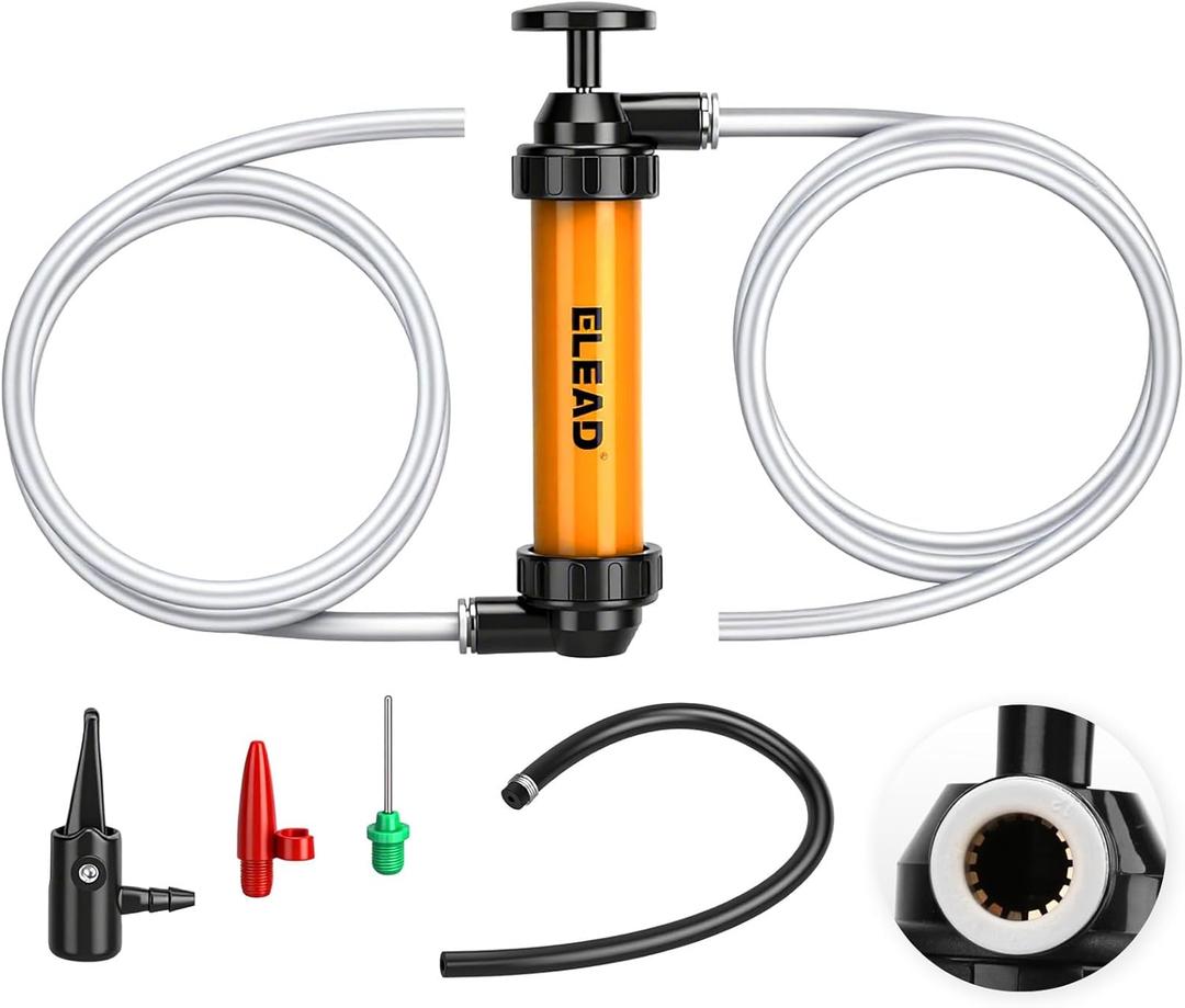 Gas Siphon Pump for Gasoline, Multi-Use Fluid Transfer Pump, Oil Liquid Siphon Pumps, Fuel Siphon Tool, Multifunction Hand Inflation Pumps with Inflator Hose adapter, Needle Valve/Balloon adapter