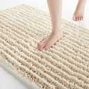 FLOLEOPA Soft Plush Microfiber Bathroom Rugs, Absorbent Bath Rugs Non Skid Machine Wash Dry Bath Mats for Tub, Shower and Bath Room Floor Mats (17x24inches, Cream)