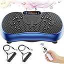 Vibration Plate Exercise Machine, 130 Levels Full Body Workout Vibrating Plate for Lymphatic Drainage Weight Loss, 450 Lbs Capacity Shake Fitness Platform with Resistance Bands Bluetooth for Women Men (Large)