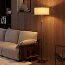 Karjoefar 2-Light Floor Lamp, Mid Century Floor Lamp with White Fabric Shade, Standing Lamp Tall Lamp for Living Room Bedroom, 3 Color Temperatures 9W Bulb Include