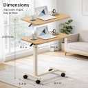 Adjustable Overbed Table with Wheels, Pneumatic Height Lift Rolling Bedside Table, Standing Desk for Home & Office Use, Ideal for Seniors & Limited Mobility(Walnut White), Standard