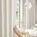 NICETOWN Cream Cotton Linen Curtains 96 inch Long 2 Panels Set, 55" Wide Thick Flax Belgian Linen Blend Window Drapes Rod Pocket & Back Tab with Light Filtering for Bedroom/Living Room, W55 x L96