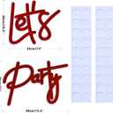 2 x Let's Party Sign for Balloon Arch - Large Felt Letters Reusable for Party Sign, Birthday Party, Graduation, Wedding, Bachelorette, Christmas, Home Bar, Man Cave Wall Decor - Red, 4mm Thick