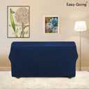 Easy-Going Stretch Loveseat Slipcover 1-Piece Sofa Cover Furniture Protector Couch Soft with Elastic Bottom for Kids Polyester Spandex Jacquard Fabric Small Checks (Loveseat, Navy)