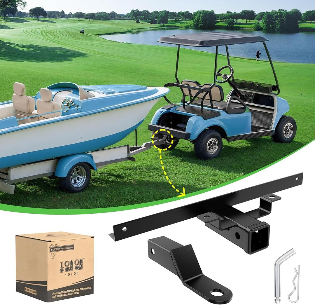 10L0L Golf Cart Trailer Hitch Fit for Club Car DS 1982-up Models Fits on Backseat Footrest Compatible with Cargo Boxes, black