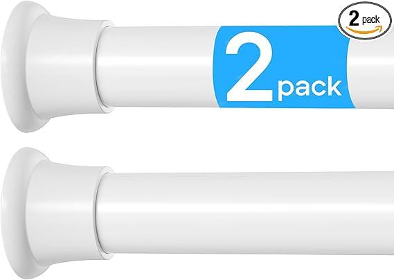2 Pack Shower Curtain Rod 31-76 Inches Adjustable Tension Curtain Rod No Drilling Spring Loaded Curtain Rods White Shower Rods For Bathroom,Window,Closet,Room Divider,7/8" Diameter