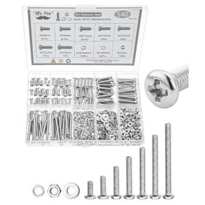 Mr. Pen- Nuts and Bolts Assortment Kit, 540 pcs, Stainless Steel, M3(7 Sizes 6-30mm) Phillips Pan Head Socket Cap Screws Assorted Nuts and Bolts Nut Bolt and Washer Assortment Bolt and Nut Assortment