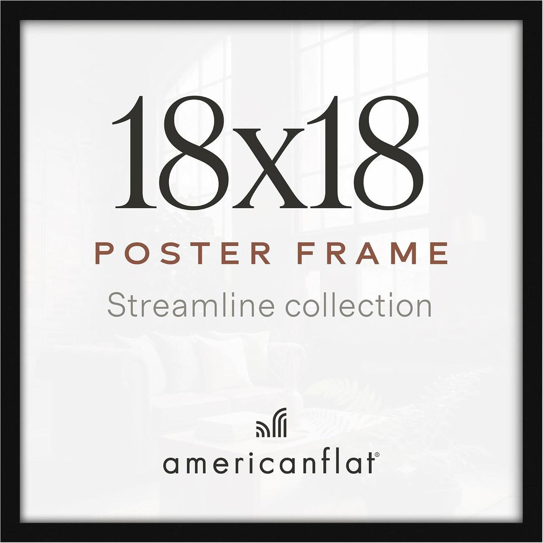 Americanflat 18x18 Poster Frame - Slim Molding - Black
