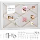 Pinkunn 18" x 24" Linen Fabric Bulletin Board with Ribbon Wall Decor, White