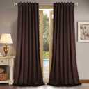 StangH Brown Velvet Curtains 132 inches Long, Back Tab Thermal Insulated Light Blocking Drapes for Bedroom, Elegant Curtain Panels for Cozy Living Rooms/Villa, W52 x L132, 2 Panels