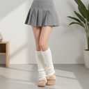 2 Pcs Women Leg Warmers Fuzzy Leg Warmers Kawaii Thick Boot Socks Y2k Accssories for Women Winter Black and White
