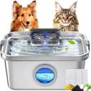 Dog Water Fountain 2 Gal, Stainless Steel Dog Water Fountain for Large Dogs Multi-Cats, Pet Water Fountain with Big Window, Super-Quiet Pump, Indoor Automatic Dog Water Bowl Dispenser Fountain Filters