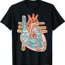 Anatomical Heart Cardiac Nurse Practioner Nursing Student T-Shirt (Black, M)