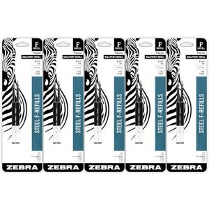 Zebra Pen Steel, F-Refill Ballpoint Ink Refills, 0.7mm Fine Point, Black Ink, Fits Zebra F-301, F-402, and F-701 Ballpoint Pens, Smooth Writing Performance, 10-Pack (500723