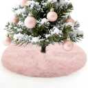 21" Small Christmas Tree Skirt for 4ft Trees - Fluffy Soft Long Plush Pink Mini Tree Skirt Mat with Hook and Loop Closure, for Xmas Holiday Ornament Decorations