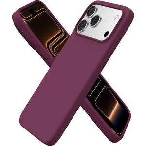 ORNARTO Compatible with iPhone 17 Pro Max Case 6.9", Slim Liquid Silicone 3 Layers Soft Gel Rubber Shockproof Protective Cover with Anti-Scratch Microfiber Lining-Wine Red
