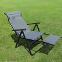 Caravan Sports Ergo+ - Adjustable Outdoor Patio Camping Lounge with Footrest & Headrest, Steel Frame Weather-Resistant Fabric Folding Outdoor Chair