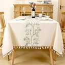 TEWENE Tablecloth, Spring Rectangle Wrinkle Free Farmhouse Table Cloth Spring Linen Table Covers for Picnic, Party, Outdoor Thanksgiving Anniversary Birthday Party(55''x102''/8-10 Seats/Green Vine)