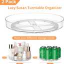 2 Pack Lazy Susan Turntable Organizer, 9 and 10 Inch Rotating Trays for Corner Cabinet, Fridge, Pantry, Kitchen, Table Top, Makeup Vanity, Bathroom Countertop Storage, Acrylic Spinning Spice Rack