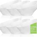 BESTVIP 54oz White Plastic Serving Bowls for Party - 12 Pack Angled Disposable Serving Bowls, Party Bowls for Chips, Snacks, Fruit, Salad - Bowls for Parties, Daily Use,Halloween, Christmas