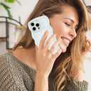 Aitipy for iPhone 16 Pro Case, Wavy Frame Cute Ribbon Bowknot Pattern Aesthetic Transparent Back Soft TPU Shockproof Phone Case for Women Girls, Blue