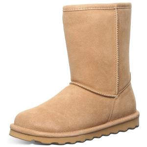 BEARPAW Women's Elle Short Iced Coffee Size 9 | Classic Suede Pull On Fashion Boot | Cozy Winter Boots for Women, Coffee 