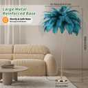 Feather Floor Lamp for Living Room, Fluffy Ostrich Feathers Lamp, Rose Gold Color Body, 3 Color Temperatures Modern Funky Arc Tall Standing Lamp for Bedroom Inclued Bright LED Bulbs (Blue)