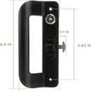 Sliding Door Handle Set 5-5/8 Inch Hole spacing, Full Replacement Patio Sliding Door Handle Set with Mortise Lock & Key, Front and Back Side Replacement Handle Lock Set -Black