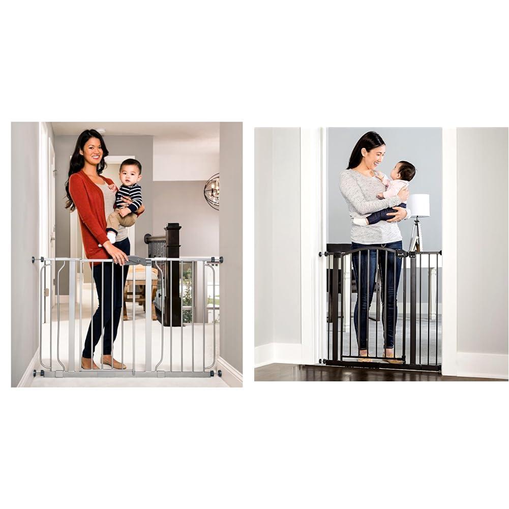 Regalo Easy Step 49-Inch Extra Wide Baby Gate, Includes 4-Inch and 12-Inch Extension Kit & Easy Step Arched Dcor Walk Thru Baby Gate, Includes 4-Inch Extension Kit