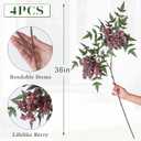 Juxdp 4 Pcs Artificial Nandina Berry Stem for Vase - 36" Realistic Faux Berry Spray, Fake Plant Branches with Stems for DIY Bouquet, Shower, Farmhouse, Mantel, Home Decor (Dusty Plum)