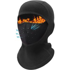 Kids Balaclava Ski Mask (with Breathable Holes) Windproof Winter Fleece Neck Face Warmer Boys Girls (One Size, Black)