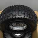 (2 Pack) RRQ 15x6.00-6nhs Lawn Mower Tires and Wheel Assembly, Replacement Riding Lawn Mower Front Tires, Compatible with John Deere Craftsman Husqvarna Lawn Mowers, 3/4" Bushings, 3" Centered Hub